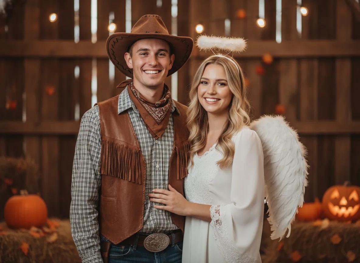 Cowboy & Angel example generated with our Halloween AI prompts