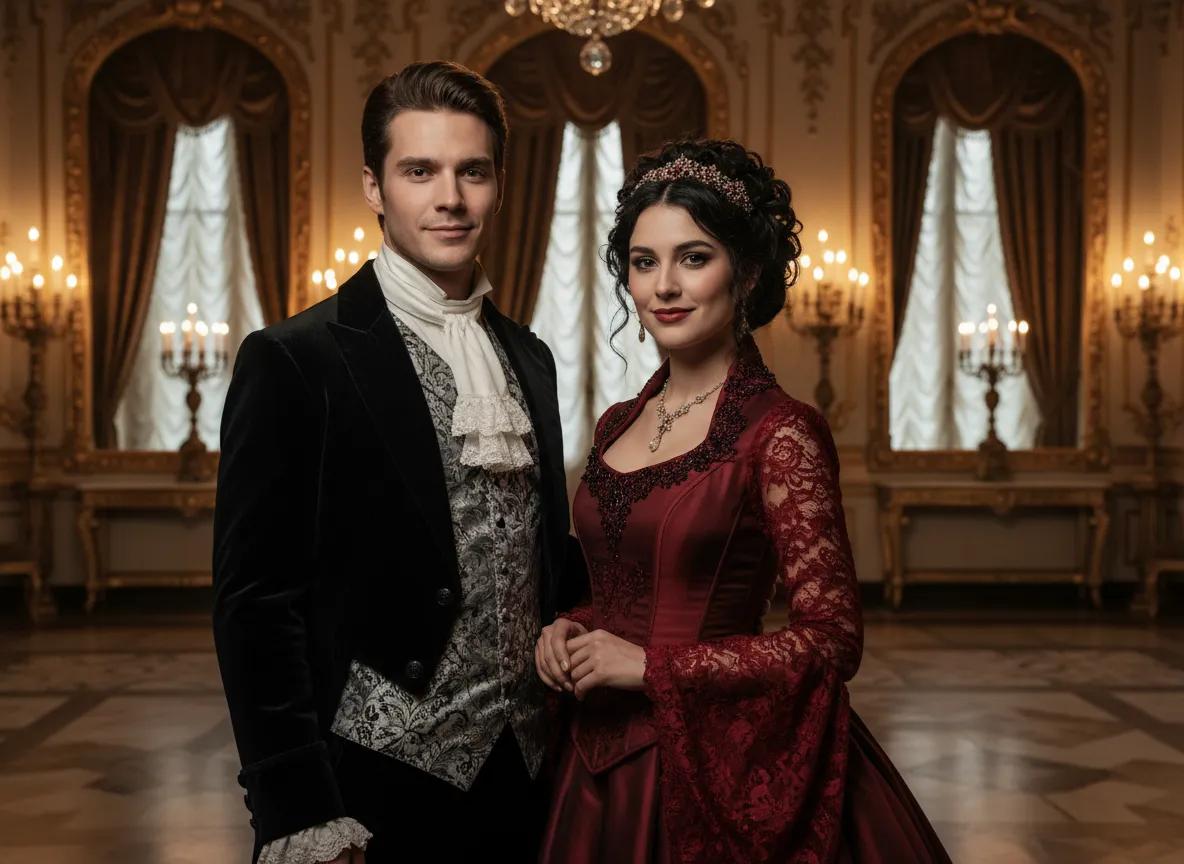 Vampire Ballroom Duo example generated with our Halloween AI prompts